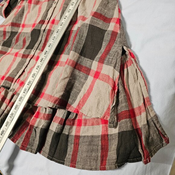 Free People Peppy Plaid Boho Top Oversized Shirt Women Size S Cotton - Picture 8 of 12